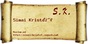 Simai Kristóf névjegykártya